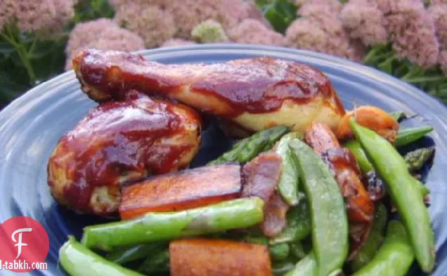 أرجل دجاج مشوية مع خضار سوتيه