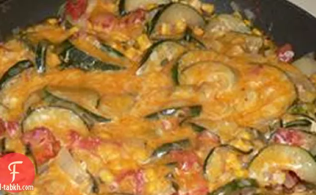 كوسة و ذرة مغطاة بالجبن