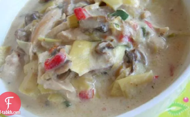 شوربة كريمة الخرشوف والفطر