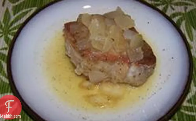 شرائح لحم الخنزير الزنجبيل في عصير البرتقال