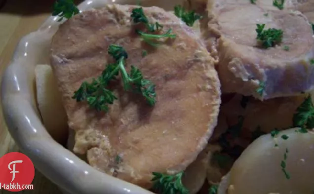 من السهل شرائح لحم الخنزير العشاء-وعاء من الفخار