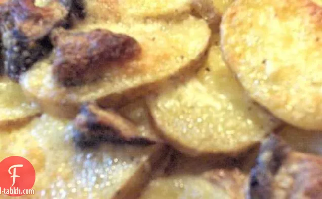 غراتان البطاطس مع فطر بورسيني وجبن ماسكاربوني