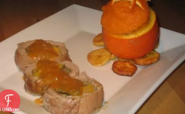 لحم الخنزير الكاريبي المحشو بالبطاطا الحلوة البرتقالية والموز