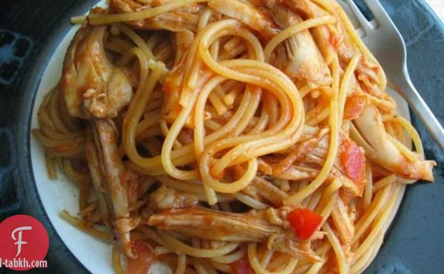 لحم الخنزير الحلو مع التفاح والخوخ (طباخ بطيء)