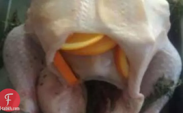 الدجاج المشوي مع البرتقال الدم والزعتر