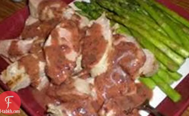 فيليه لحم الخنزير المشوي بالحمضيات مع صلصة التين بالنعناع