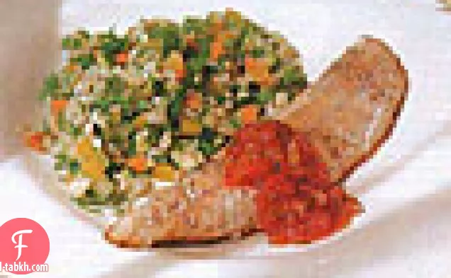 سمك الماكريل المشوي مع مربى الطماطم الحار