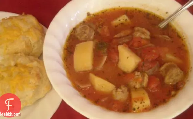 حساء السجق الإيطالي (الديك الرومي) 
