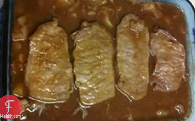 شرائح لحم الخنزير لذيذ
