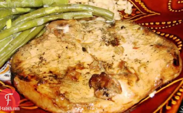 شرائح لحم الخنزير المشوي