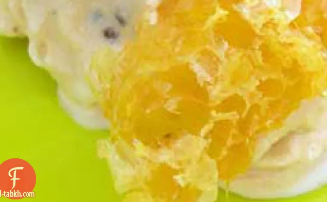 آيس كريم خام حقا مع عسل الزهور البرية والتوت الأسود