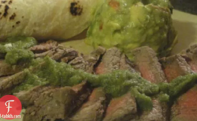 شرائح اللحم المتبلة البرازيلية مع صلصة الليمون التشيلي