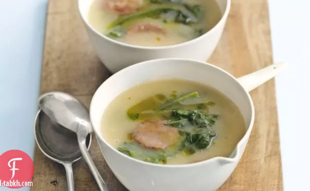 شوربة البطاطس واللفت والكوريزو