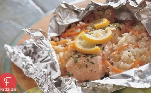 حزم الليمون المشوي وعشب السلمون