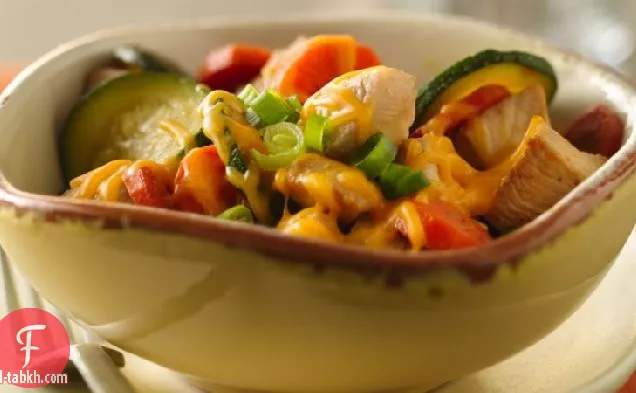 عشاء مقلاة الدجاج بالجبن