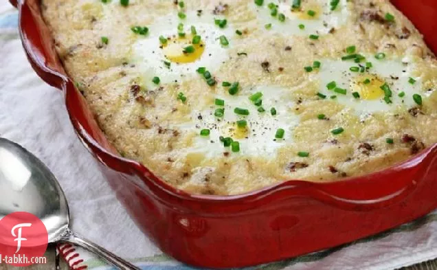 طاجن سجق وفريك مع بيض مخبوز