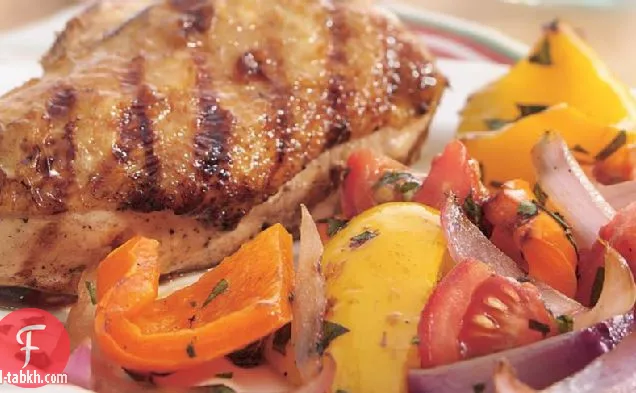 الدجاج والخضار الإيطالية المشوية