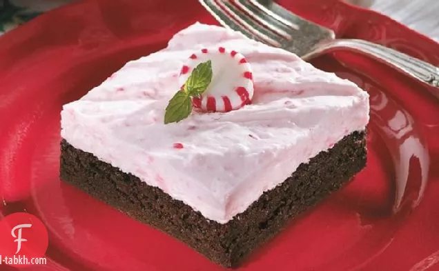 حلوى براوني كريمية مغطاة بالنعناع