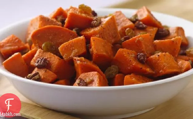 سلطة البطاطا الحلوة مع صلصة البرتقال والزنجبيل