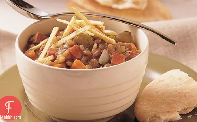 يخنة لحم الخنزير والعدس بطيئة الطهي