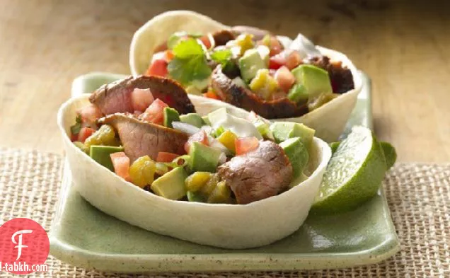 ستيك حريف & موقف الأفوكادو ' ن الاشياء Soft التاكو لينة