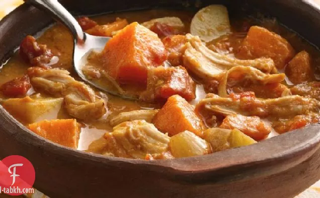 طباخ بطيء حساء الفول السوداني الأفريقي مع الدجاج