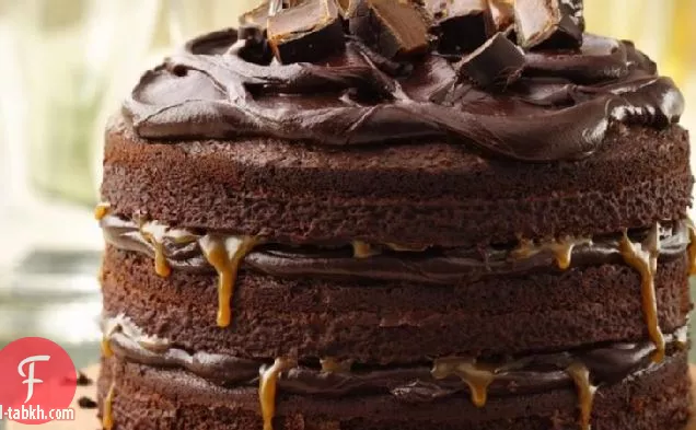 كعكة طويلة ومظلمة وشجاعة بطبقة من الشوكولاتة