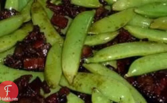 لحم الخنزير المقدد والبلسميك المزجج السكر المفاجئة البازلاء