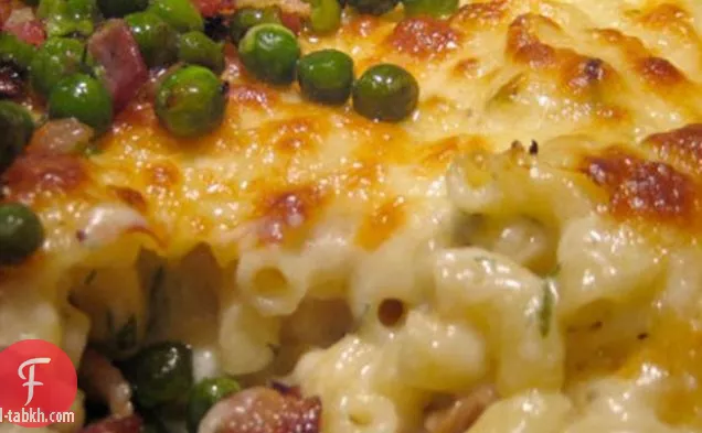 في نهاية المطاف ماك ' ن الجبن مع البازلاء ولحم الخنزير المقدد