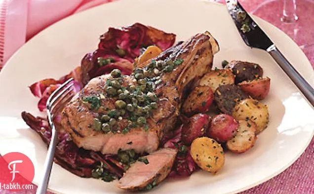 شرائح لحم العجل المشوية مع صلصة الليمون والكبر