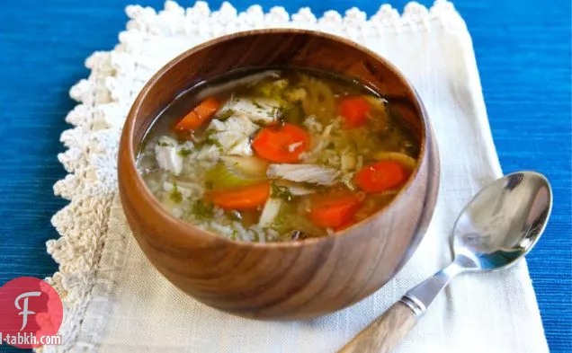 شوربة أرز الدجاج المشواة