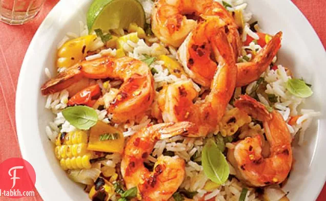 روبيان الليمون المشوي والأرز النباتي