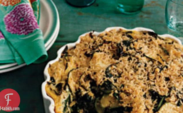 طاجن الأرز والسبانخ مع الريحان