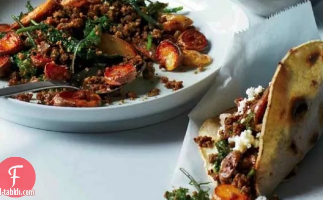 تاكو كوريزو أخضر محلي الصنع مع اللفت والبطاطس من إمبيلإرمن الشيف أليكس ستوباك