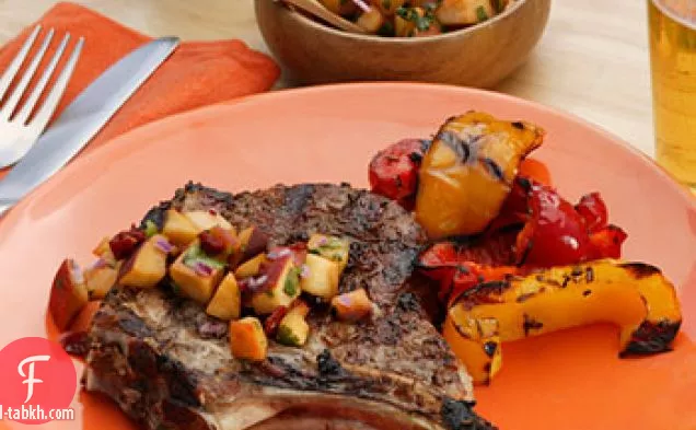 الكمون-قشر الوحش لحم الخنزير ختم مع الخوخ شبوتل الصلصا