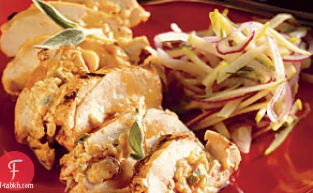 دجاج مدخن-شيدر-محشي مع سلو التفاح الأخضر