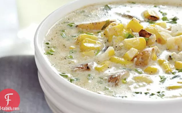 شوربة الذرة والبطاطا المشوية