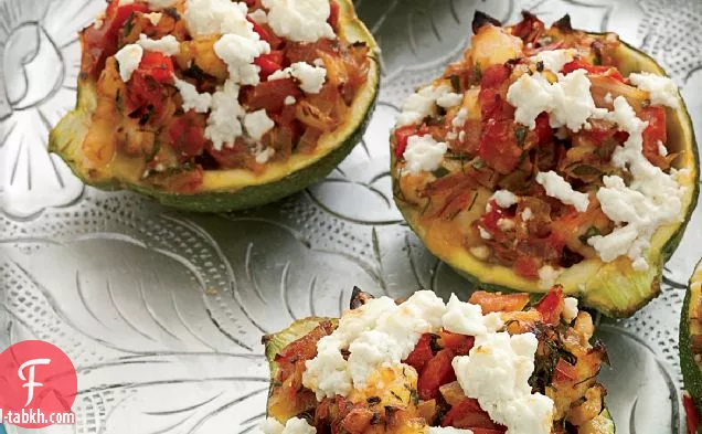 كوسة محشوة بالجمبري والفيتا