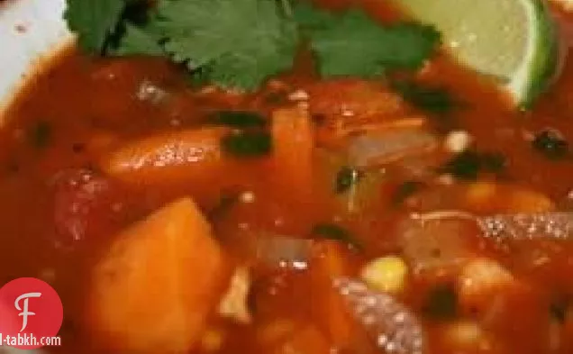 يخنة الدجاج والبطاطا الحلوة الحارة