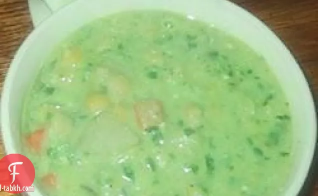 حساء البازلاء مع التوفو