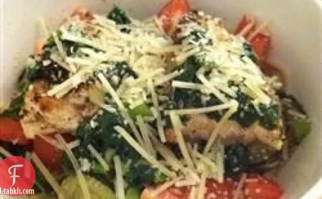 دجاج بالليمون مع صلصة كريمة الكزبرة والكوسة المحمصة