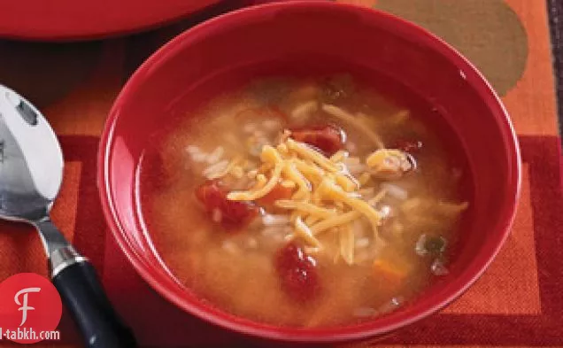 شوربة جنوب غرب الدجاج والأرز