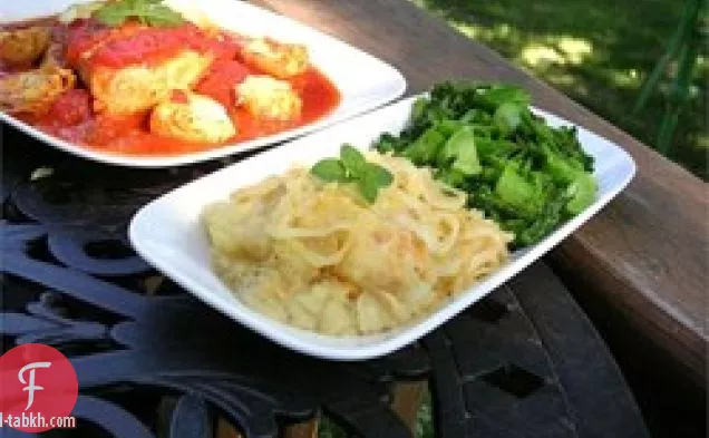 بطاطس مهروسة ، روتاباغا ، طاجن الجزر الأبيض مع البصل بالكراميل