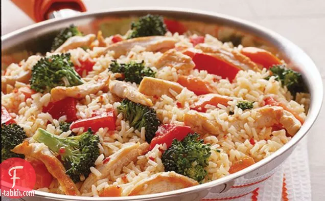 الدجاج على الطريقة الإيطالية والأرز مع الخضار