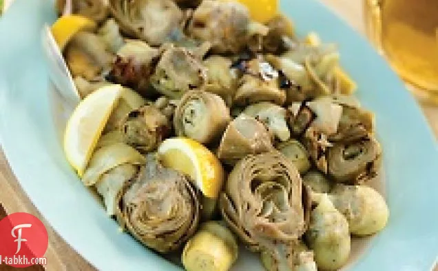 لحم الخنزير البلد الشفاء مع الخرشوف المشوي