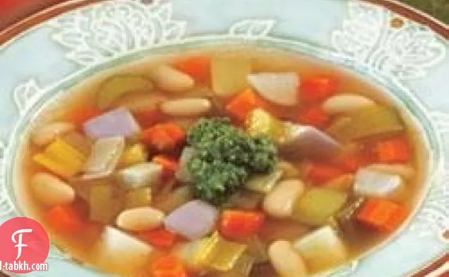 سوانسون - شوربة الفاصوليا النباتية الشتوية مع البيستو