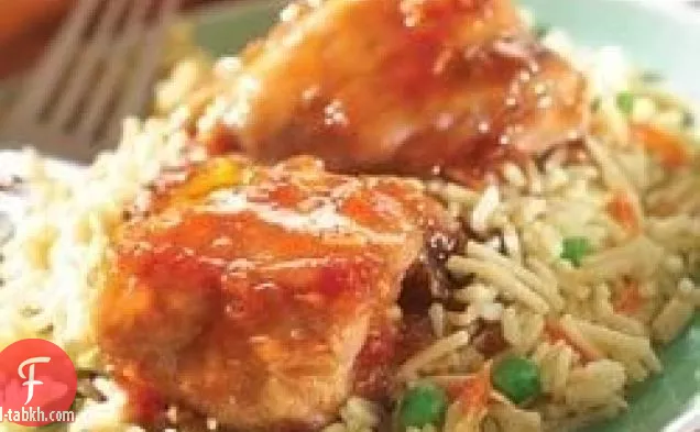 دجاج مشمش لذيذ مع أرز نباتي