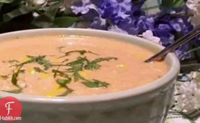 البطلينوس مع حساء الطماطم والأرز