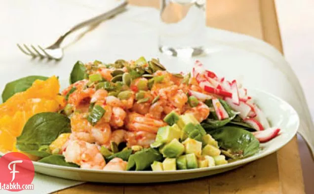 سلطة الروبيان الكاريبي مع صلصة الخل بالليمون