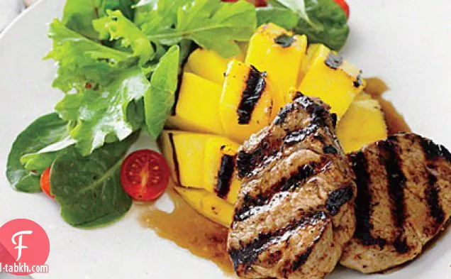 لحم الخنزير المشوي مع صلصة المانجو والروم